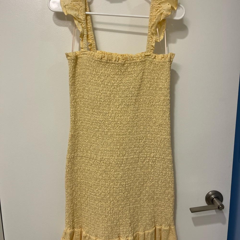Yellow Smocked Dress with Ruffle Straps